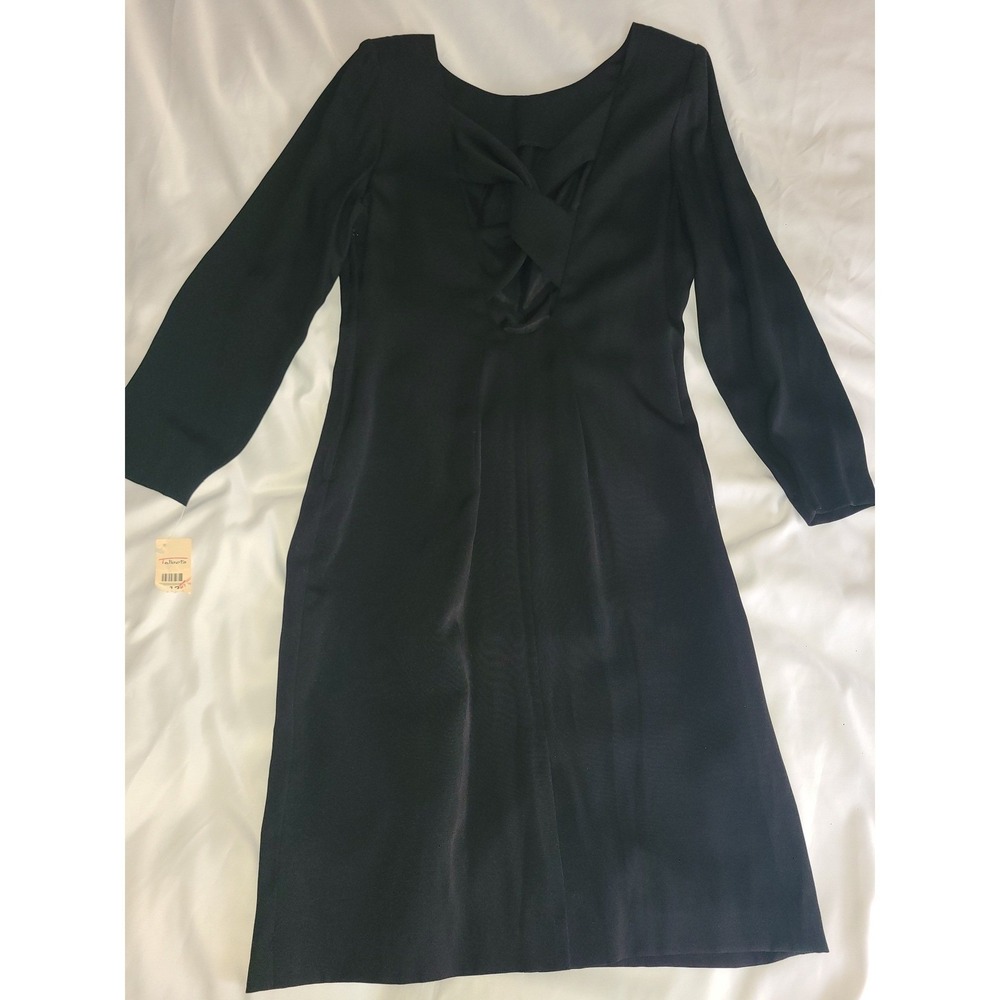 Vintage Talbots Steven Stolman Black Twist Back Cutout Sheath Dress Size 12 - Picture 5 of 16